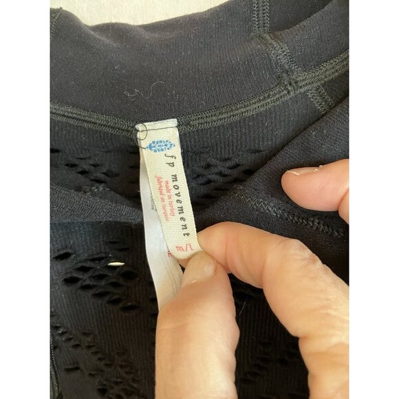 Free People Movement Black Mesh Stretchy Crop Women’s Athletic Hoodie, M/L - Picture 11 of 12